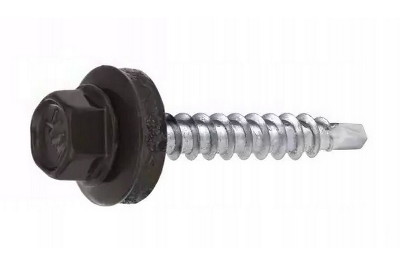 Samořezný střešní farmářský šroub KLIMAS 4,8 x 35 mm RAL 8019 šedohnědý s podložkou EPDM (250 ks/bal)