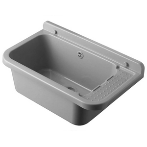 Dřez technický plastový 60 x 34 x 21 cm závěsná výlevka ŠEDÁ s příslušenstvím