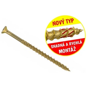 Konstrukční vrut do dřeva KLIMAS 4,5x60 TORX zápustná hlava TX20 žlutý Zn (250 ks v balení)