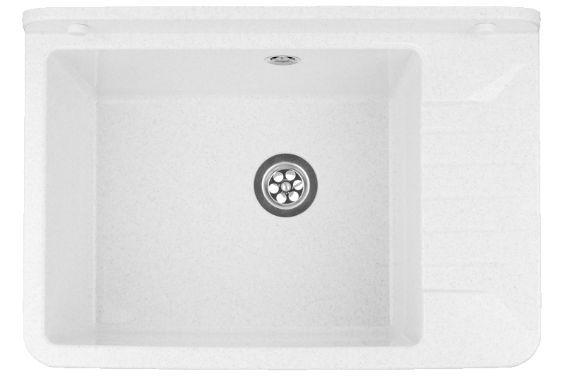 Technický dřez PRAKTIK BÍLÝ 50,5 x 34,5 x 18,5 cm z PP s odkládací plochou + sifon, montážní set