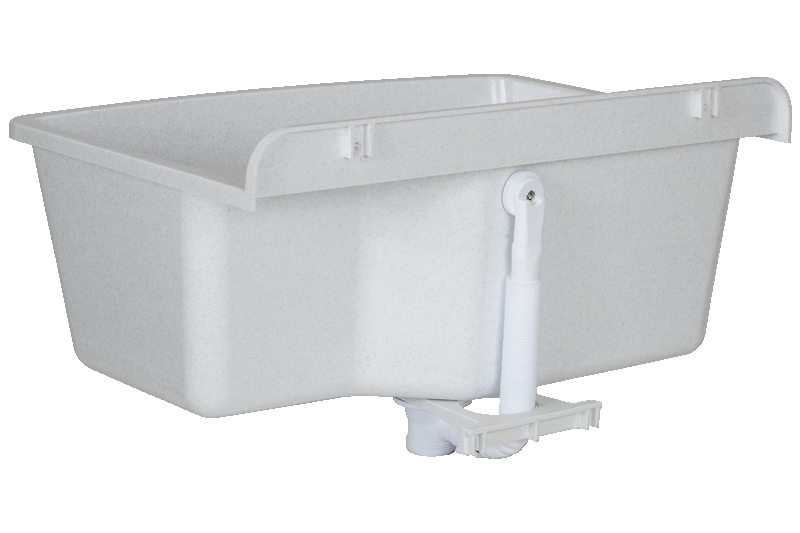 Technický dřez XXL BÍLÝ 61 x 44 x 23 cm z polypropylenu + sifon, montážní set