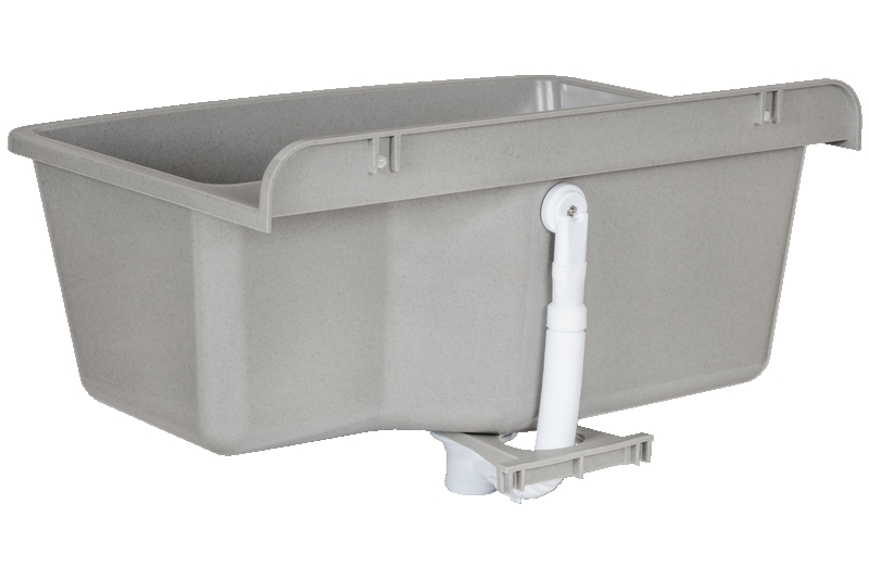Technický dřez XXL ŠEDÝ 61 x 44 x 23 cm z polypropylenu + sifon, montážní set
