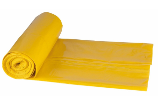 Žlutý extra pevný odpadový LDPE pytel na tříděné plasty 80 µm / 240 l (5 ks/bal)