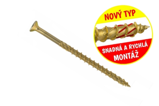 Konstrukční vrut do dřeva KLIMAS 4x50 TORX zápustná hlava TX20 žlutý Zn (300 ks v balení)