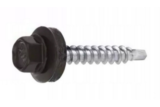 Samořezný střešní farmářský šroub KLIMAS 4,8 x 35 mm RAL 8019 šedohnědý s podložkou EPDM (250 ks/bal)